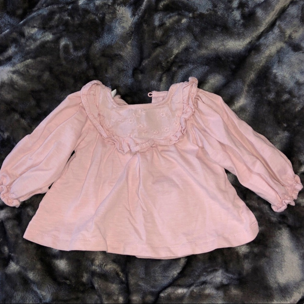 Zara baby girl. 3-6 months peplum pink long sleeve shirt
